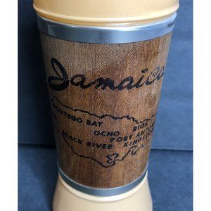 Vintage Siesta Ware Jamaica Frosted Peach Tiki Bar Wood Jacket MCM Glass